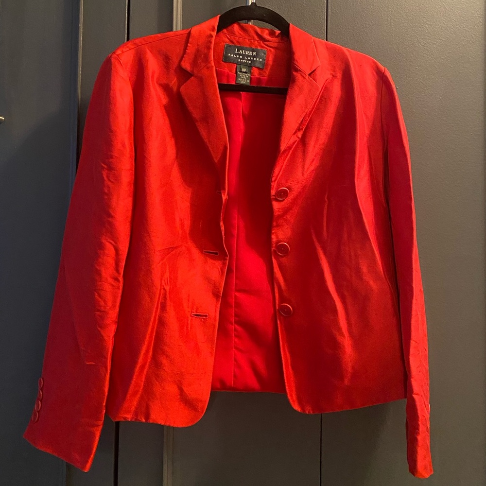Lauren Ralph Lauren - 100% Silk Single Breasted Blazer in Red - Size 8